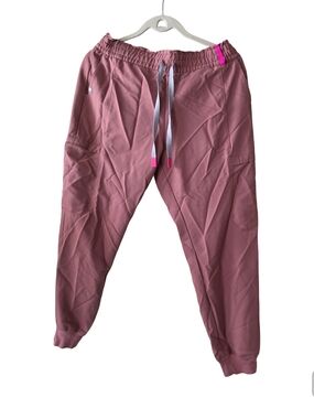 Figs Rose Pink Kids Jogger Pants with Contrast Drawstring